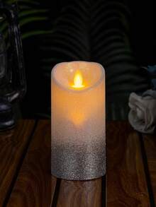 1pc Plastic Slanted Flameless LED Candle, Wax Surface Realistic Candle Light, High-End Atmosphere Decoration For Christmas, Valentine's Day, Home, Kitchen, Bathroom, Desk Lamp - Silver - View 11