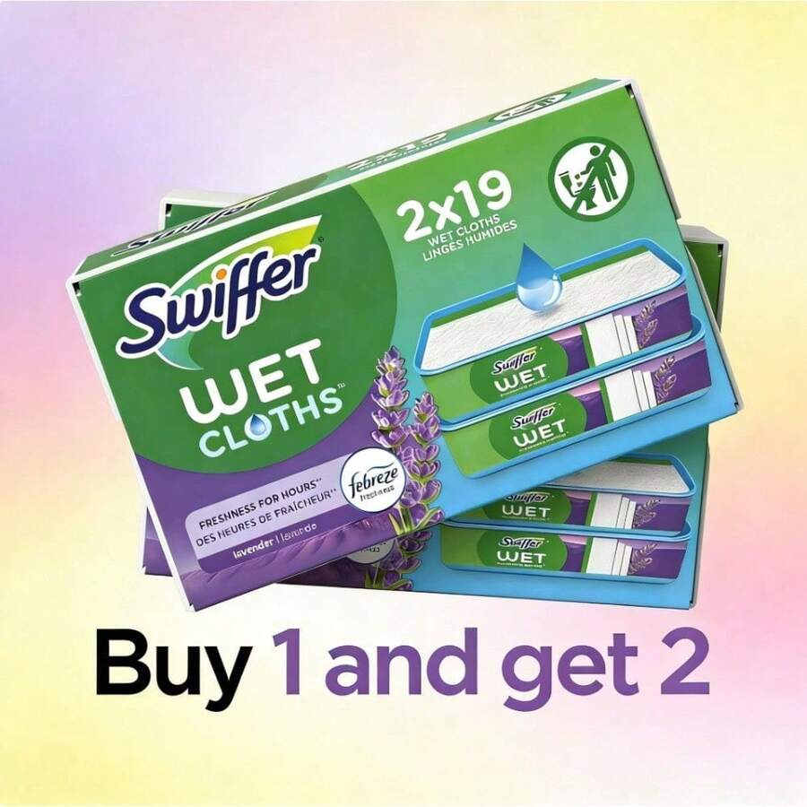 Barrer + Trapear, Recambios de paños húmedos, Limpiador de pisos, Paños de limpieza, Lavanda, 38 unidades - 10" x 8" - Ver 1
