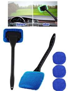 Car Window Cleaning Brush, 180° Rotatable Long Handle Windshield Cleaner With Washable Microfiber Cloth, Anti-Fog Car Glass Wiper Tool For Car & Home Use,Effectively Removes Fog And Moisture - Single Cleaning Brush - View 6