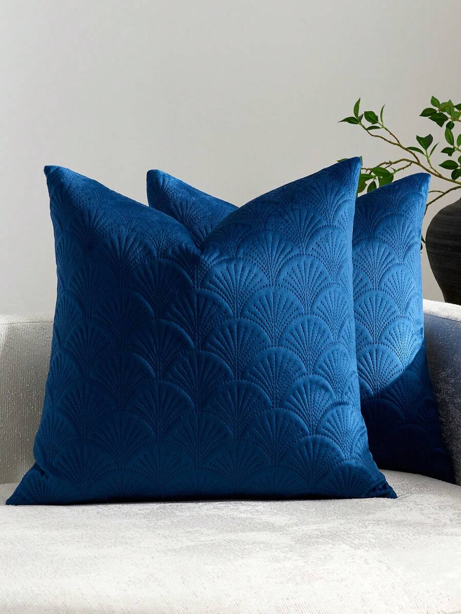 1/2 vỏ gối trang trí 18x18 inch, vỏ gối vuông mềm mại bằng nhung trang trí cho ghế sofa, giường, xe hơi. - Màu xanh hải quân - Xem 1