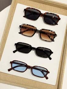 4pcs Plastic Women Shaped Full Frame Leopard Print Black Classic Hot Girl Style Modern Simple Style Shades Basics Fashion Glasses For Summer Beach Vacation Going Out Outfits - 彩色 - 查看 13