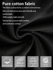 Artistic Letter Print Men'S Autumn/Winter -Lined Double-Sided  Hooded Sweatshirt |   Fashion Casual Washable High-Quality Regular Fit Long Sleeve Essentials Hoodie Hoodie Women Sweatshirts Women Hoodies Men's Hoodie Sweatshirts Men Essentials Fear - màu đen - Xem 3