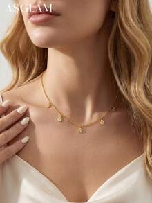 1件优雅水滴流苏锆石项链，S925纯银极简主义颈链，精致珠宝礼品，适合女孩日常和约会穿着 - 水滴流蘇項鍊 - 查看 2