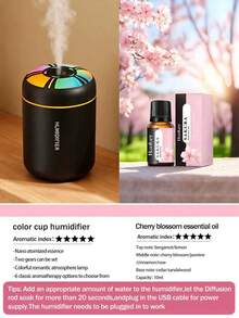Colorful Gradient Humidifier With LED Light, USB Plug, 6 Essential Oil Options, Quiet Humidification. Suitable For Air-Conditioned Rooms, Bedrooms, Hotels, Offices, Dorms, Bathrooms, Pet Rooms, Yoga Studios. - Mist - View 17
