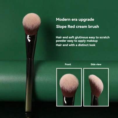 1pc Angled Blush Brush, Soft Makeup Brush For Contouring, Powder, Highlighter, Portable