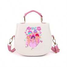 K-POP Devil And Plave Cartoon Print Handbag, Cute Pink Crossbody Bag, Aesthetic Style Fandom Shoulder Bag - Multicolor - View 4