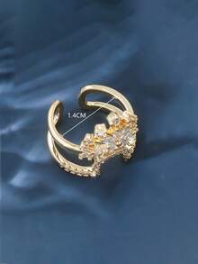 1 chiếc nhẫn móng tay hình học đính đá Zirconia đồng, có thể điều chỉnh kích thước, phù hợp để đeo hàng ngày. - Hình dạng hình học - Xem 4
