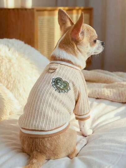 1pc Pet Clothes, Outdoor & Indoor Apparel For Small Dogs & Puppies, European & Korean Style Casual Fashion Cute Comfortable Zipper Leash Attachment Sports Hoodie