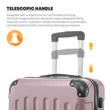 YONSLY 4-Piece Wheeled Suitcase Set With 360° Wheels, Combination Lock, Robust Double Zipper, Mesh Pocket, Soft Rubber Handle, 16/20/24/28 Inch Trolley Suitcase, Hard Shell Carry-On Luggage Set (4-Piece Set, S, M, L & XL) - 玫瑰紅 - 查看 5