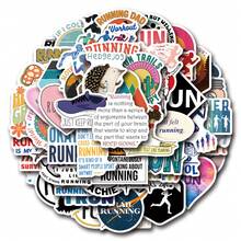 60张跑步主题乙烯基贴纸，美观实用，适用于剪贴簿、日记本、保险杠、滑板、水瓶、头盔、水杯、汽车贴纸等。 - 隨機 - 查看 1