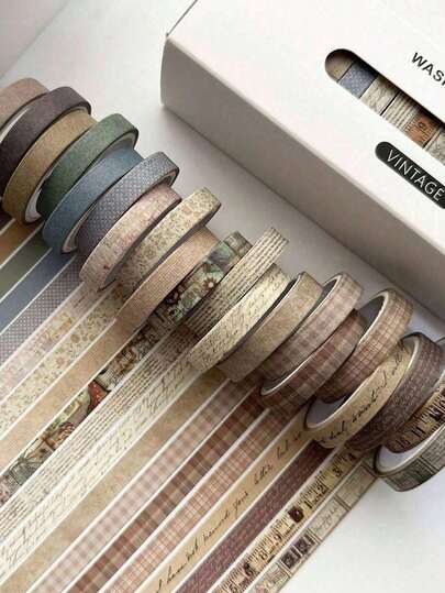 20 Rolls Assorted Patterned Washi Tape Set, Decorative Stickers Gifts, Vintage Scrapbooking Tapes, Creative DIY Decoration, Ideal For Gifts, DIY Crafts, Planner Decoration