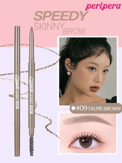 Peripera K-Beauty 速效眉笔，双头眉笔，质地柔软自然，笔尖纤细，可塑形、勾勒眉形、填充眉毛，自带眉刷，持久防水防汗，韩式彩妆