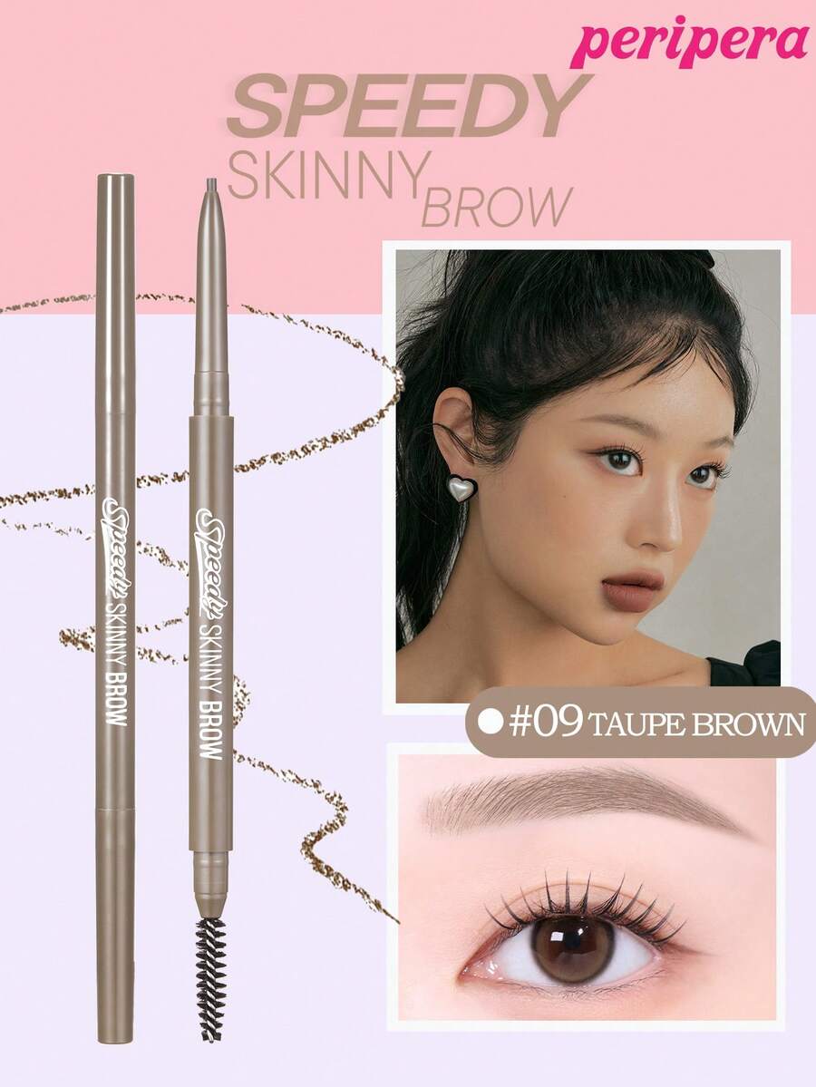 Peripera K-Beauty 雙頭眉筆,質地柔軟自然,細筆尖,可修飾、勾勒並填滿眉毛,內建眉刷,持久防水防汗 - #09 Taupe Brown - 查看 1