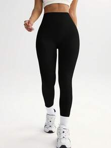 Seamless Base Sports Leggings - Black - View 3