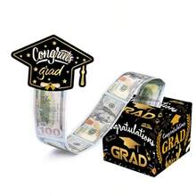 Quà Tốt Nghiệp, Hộp Quà Tặng Tiền Quý, Bộ Quà Tặng Tiền Bất Ngờ Vui Nhộn dành cho Nam Sinh Viên, Nữ Sinh Viên Cao Học, Chúc Mừng Tốt Nghiệp Màu Đen Vàng - vàng đen - Xem 1