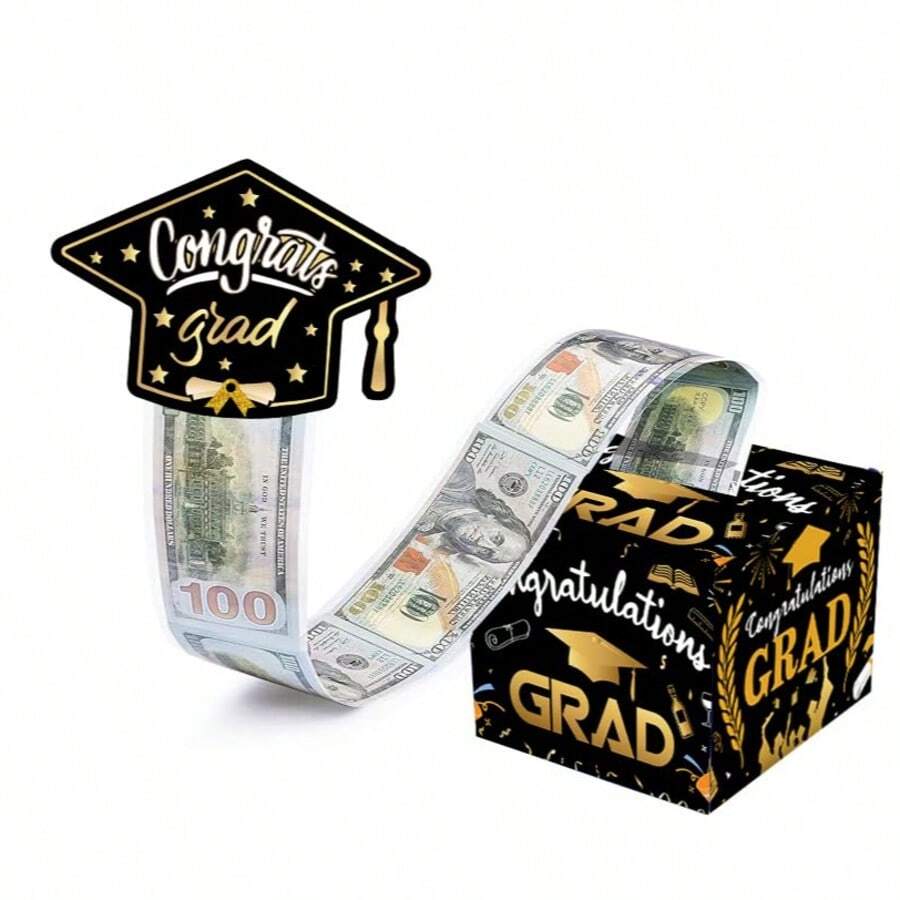 Quà Tốt Nghiệp, Hộp Quà Tặng Tiền Quý, Bộ Quà Tặng Tiền Bất Ngờ Vui Nhộn dành cho Nam Sinh Viên, Nữ Sinh Viên Cao Học, Chúc Mừng Tốt Nghiệp Màu Đen Vàng - vàng đen - Xem 1