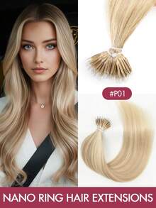 12-22 Inch Nano Ring Hair Extensions, Real Human Hair, Natural Black Color, Nano Bead Straight Hair Extensions, Invisible Nano Hair Extensions For Women, Suitable For Daily Wear, Party, Wedding, Easy To Install And Wear - Multicolor - View 41