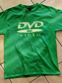 Cotton Men's T-Shirts With DVD Video Nostalgia Green Logo, Retro Gaming T-Shirts, 2000s Aesthetic, Casual Men's T-Shirts, Festival T-Shirts, Streetwear Men's T-Shirts - màu xanh lá - Xem 1