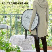 Folding Side Table, Folding Glass Table With Marble Look, Small Camping Table, Round Sofa Table, Balcony Table For Balcony, Terrace, Living Room, Office, 45 X 45 X 50 Cm, White - White - View 6