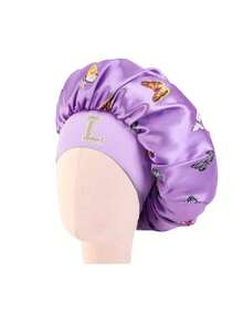 1顶儿童光滑缎面字母睡帽，时尚舒适，透气防滑，日常护发帽 - 彩色 - 查看 8