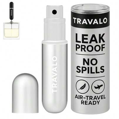 Travalo Classic HD Perfume Atomizer - Leak-Proof And TSA Approved For Air Travel - Reusable, Airtight, Easy-Fill Mini Pump Sprayer - Lightweight, Elegant Design W/Volume Window - Silver 0.17oz