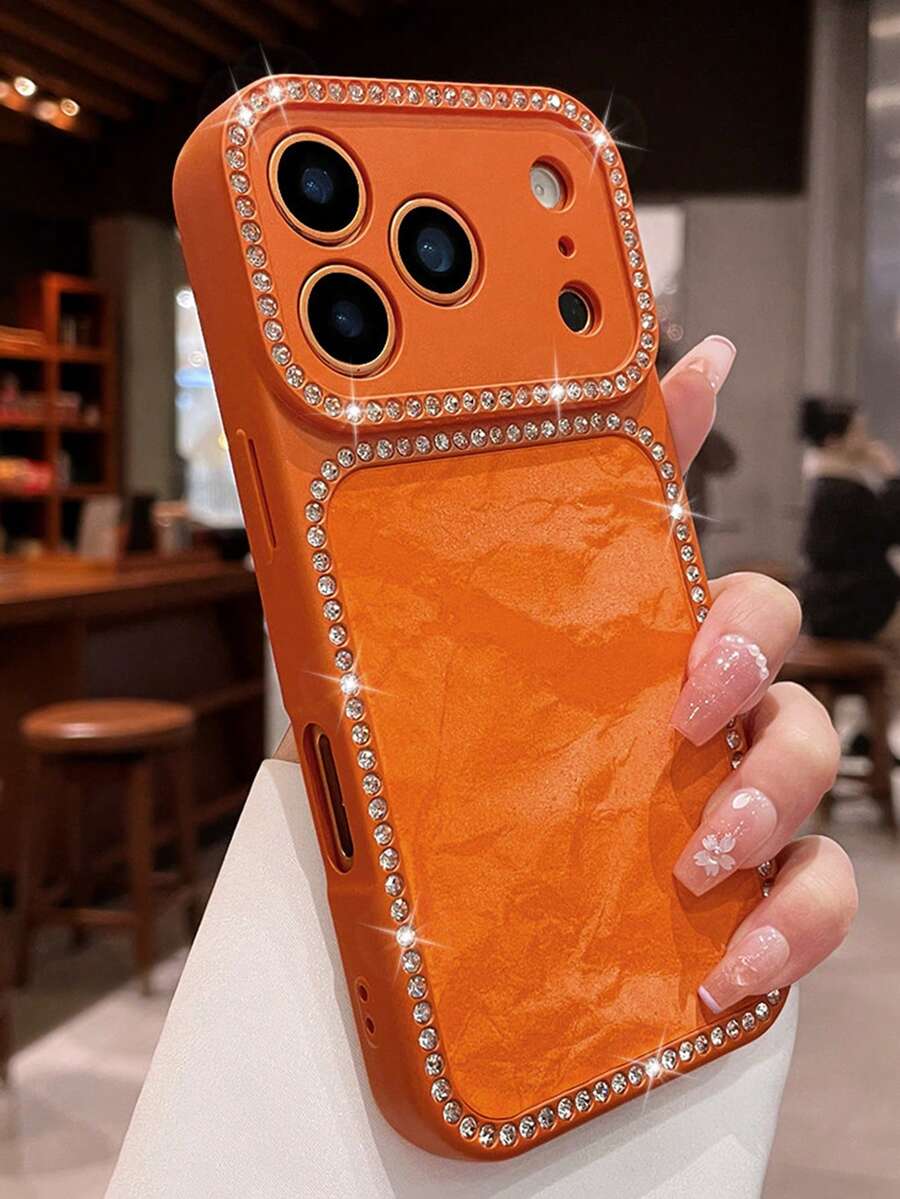 奢華閃亮水晶水鑽緞面天鵝絨手機殼，適用於 iPhone 17 Pro、17、16 Pro Max、16 Pro、16、15 Pro Max、15 Pro、15、14 Pro Max、14 Pro、14、13 Pro Max、13 Pro、13，時尚磨砂純色軟矽膠背蓋
