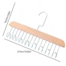 2pcs Wooden Closet Organizer Hanger With 8 Hooks, Space-Saving Bra Hanger, 360° Rotating Heavy-Duty Wooden Hanger For Organizing Camisoles, Bras, Swimwear, Scarves - Multicolor - View 7