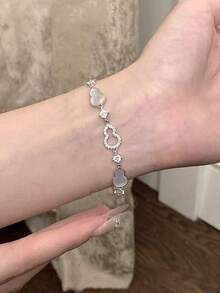 1pc S925 Sterling Silver Unique Delicate Niche Design Seashell Zirconia Gourd Bracelet, Suitable For Women's Party & Occasion Wear, Gift - Gourd Type - View 1