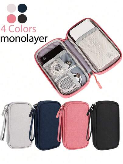 1pc Digital Accessories Storage Bag, Electronic Organizer Travel Universal Cable Pouch, Suitable For Phone Case, Data Cable, Coin Purse, Jewelry, Classified Storage Compartments, Power Bank, Mouse, Charger, Cable, Pencil Case, Hard Drive, Protective Cover, Washable Travel Storage Pouches.....