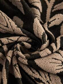 1pc Plush Jacquard Sofa Cover With Skirt, High Elasticity Plant Leaf Pattern, Suitable For Various Occasions, Machine Washable, New Design - Khaki - View 4