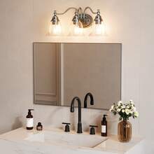 3-Light Bathroom Light Fixtures, Modern Vanity Light With Clear Glass Shade, Bathroom Wall Lamp For Mirror Living Room Kitchen Hallway Porch, E26 Base, Bulbs Not Included (Silver) - 銀色 - 查看 2