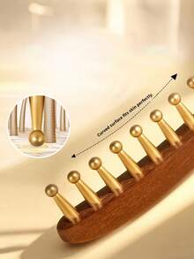 1 pieza Herramienta de masaje para el cabello con peine, peine de dientes anchos de estilo vintage de sándalo - Dientes 100% de latón sólido que no se astillan, promueve la circulación sanguínea y el cabello brillante - Ver 4