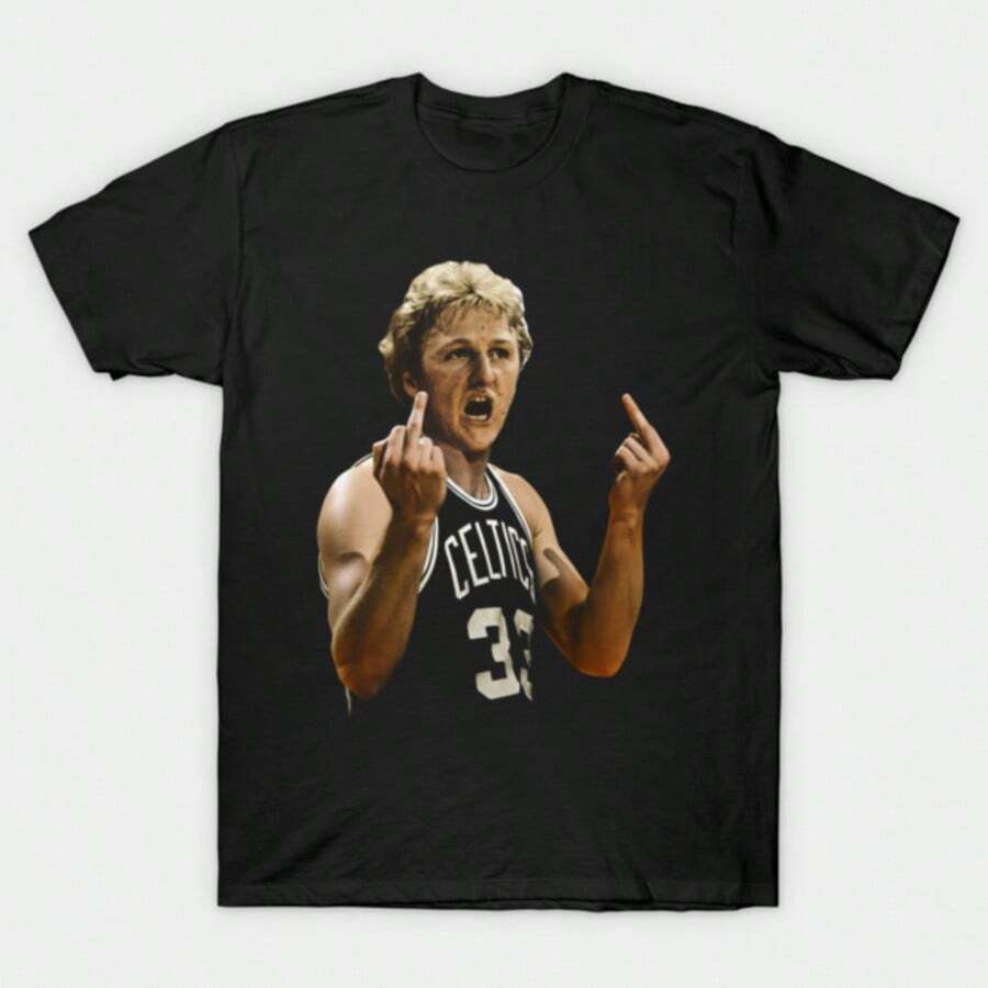 Larry Bird Retro 90s T-Shirt - Black 9 - View 1