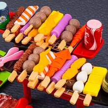 烧烤玩具，烧烤厨房玩具，逼真的烹饪配件套装，适合男孩女孩，互动烧烤玩具礼盒套装 - 彩色 - 查看 5