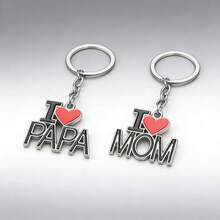Fashionable Heart-Shaped Letter "I Love Dad/Mom" Keychain, Romantic & Cute, Zinc Alloy Minimalist Versatile Keyring, Charm Accessory, Ideal Gift For Father's Day, Mother's Day, Commemorative Gifts For Mother, Father, Graduation, And Teacher - Multicolor - View 7