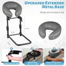 Reposacabezas de masaje para cama cuna de masaje ajustable en casa accesorio portátil para cama de masaje kit de reposo para mesa de masaje para cama de salón almohada boca abajo después - Grisoscuro - Ver 4
