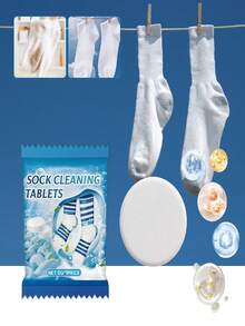 Jakehoe 20/5片装袜子清洁片，去除泛黄、污渍，软化并清洁袜子，多功能清洁片 - 固體 - 查看 4