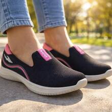 Women's Orthopedic Ultra Comfort Slip-On - Lightweight Casual Sneakers - 黑色/粉紅色 350 - 查看 2