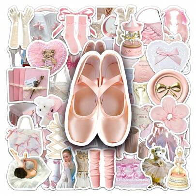 50pcs Ballet Style Graffiti Stickers, Creative Decorative Stickers For Scrapbooking, Phone Cases, Luggage, Waterproof