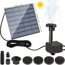 1.5瓦太阳能喷泉，最大扬程：70厘米，配有6个不同喷头和1个水泵，适用于阳台、露台、花园、庭院、草坪，太阳能鸟浴喷泉 - 黑色 - 查看 9