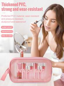 21PCS Makeup Tools Set Including:18PCS Makeup Brush Set+11PCS Multi-Functional Zipper Toiletry And Cosmetic Bag Waterproof+2PCS Circular Powder Puffs,All-In-One & Beginner-Friendly | Travel-Ready & Gift-Ready | Perfect For Newbies/Her - Multicolor - View 8