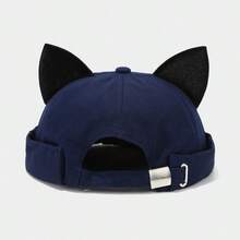 1pc Unisex Cat Ear Brimless Cargo Cap, Rolled Edge Retro Workwear Hat - Multicolor - View 9