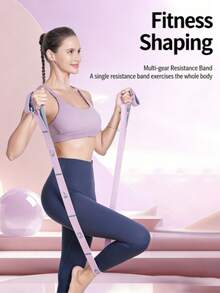 1 pieza, Correa de estiramiento de yoga con marcas numeradas, Cinturón elástico ajustable de yoga para estiramientos, danza, pilates, entrenamiento de flexibilidad, estiramiento de espalda y hombros, cuerda de tracción para ejercicios de acondicionamiento físico en el hogar - Multicolor - Ver 1