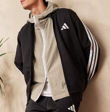 Adidas Bộ đồ thể thao nam mới, áo khoác cổ đứng, quần ống ôm, quần dài. - màu đen - Xem 6