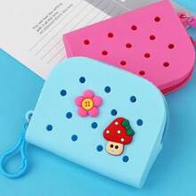 Monedero de silicona con diseño arcoíris, bolsa de silicona desmontable con diseño de dibujos animados, bolsa de almacenamiento para auriculares, diseño calado - Multicolor - Ver 13