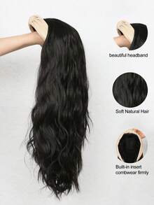 24-Inch Long Curly Wig, Removable Headband Wig, Synthetic Fiber Wig, Natural Big Loose Waves, Half Wig - Multicolor - View 7