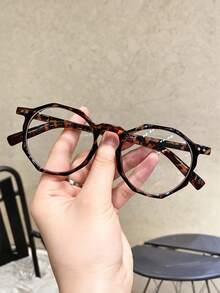 1pc Women's Minimalist Design Full Frame Round Plastic Frame Eyeglasses - Multicolor - View 1