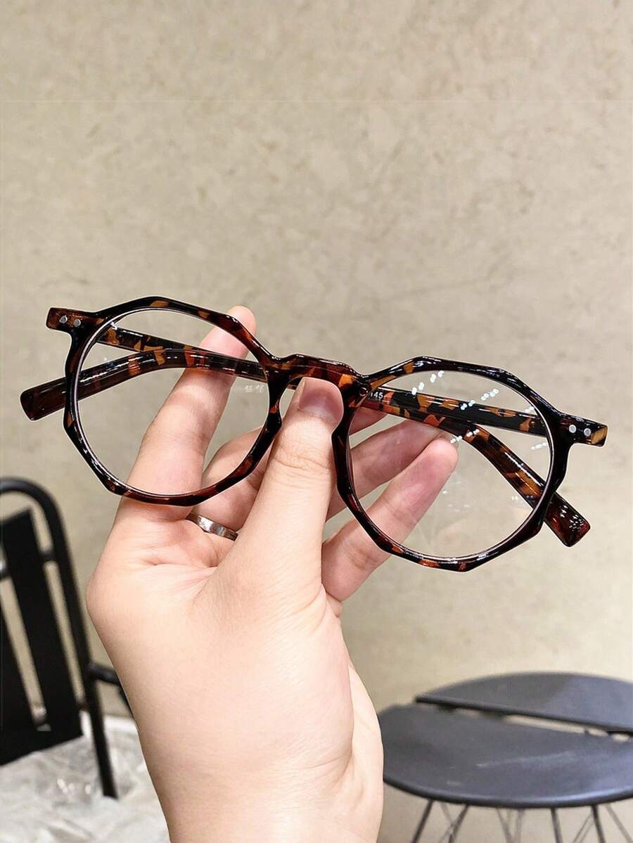 1pc Women's Minimalist Design Full Frame Round Plastic Frame Eyeglasses - Multicolor - View 1