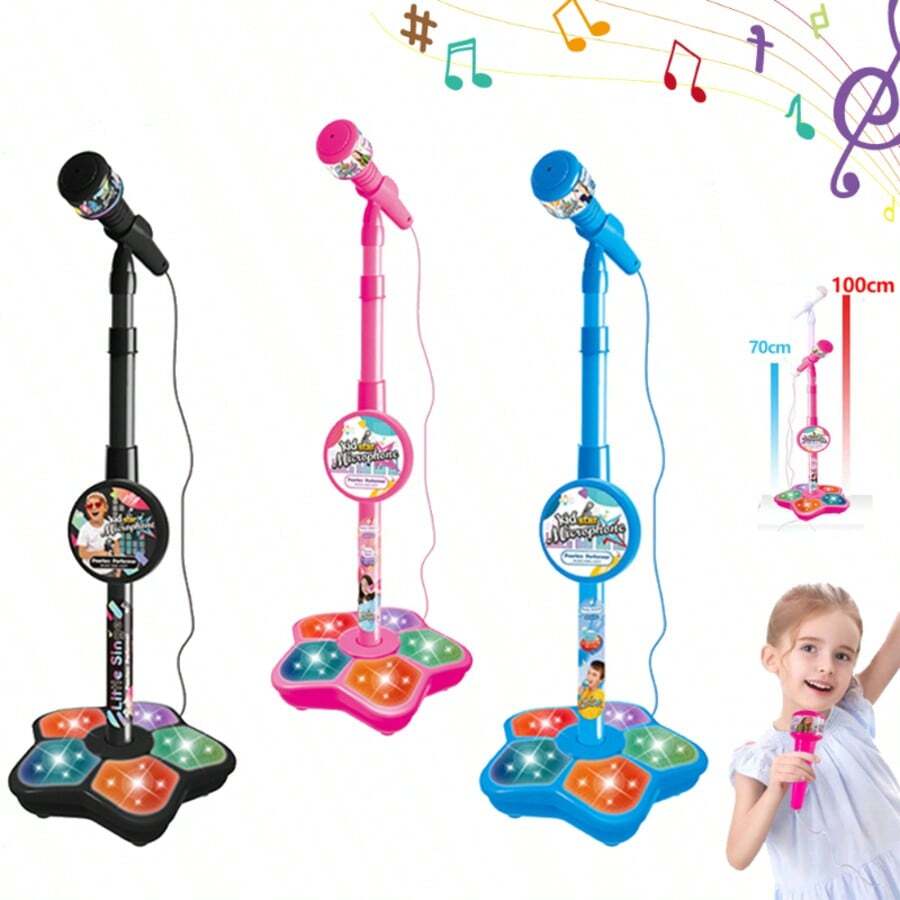 Mikrofon dengan Stand, Cocok untuk Karaoke dan Bermain Musik. Ini adalah mainan edukatif yang membantu perkembangan otak, ideal sebagai hadiah ulang tahun untuk anak perempuan dan laki-laki, juga bagus sebagai set suvenir pesta multi-bagian. - MultiWarna - View 1