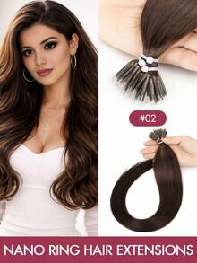 12-22 Inch Nano Ring Hair Extensions, Real Human Hair, Natural Black Color, Nano Bead Straight Hair Extensions, Invisible Nano Hair Extensions For Women, Suitable For Daily Wear, Party, Wedding, Easy To Install And Wear - Multicolor - View 42